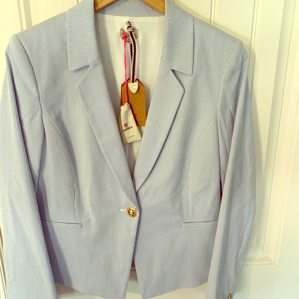 NWT Cremieux Striped/Seersucker Cropped Jacket, 8